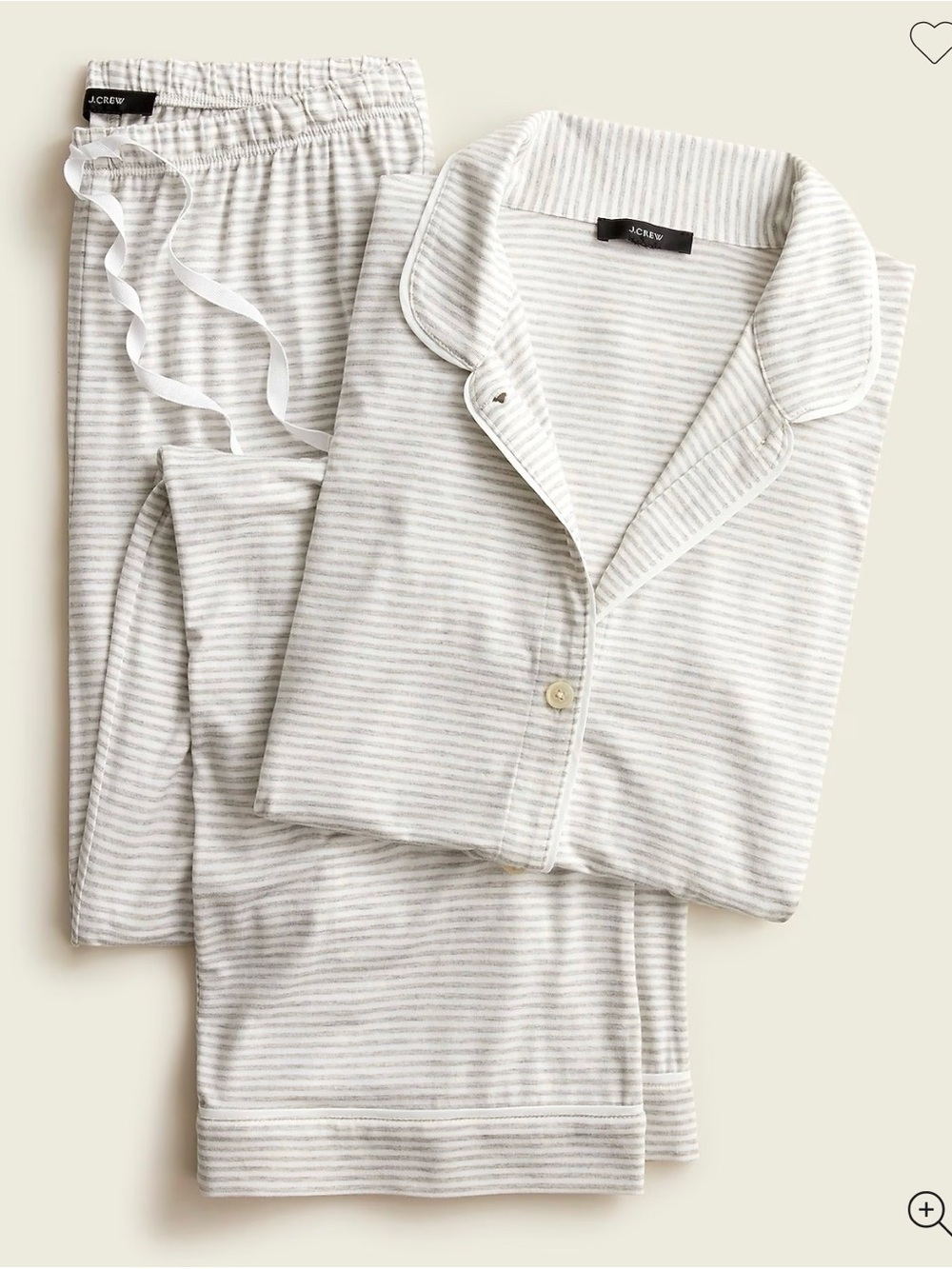 J. Crew Eco Dreamiest Long-Sleeve Pajama Set in Gray Stripe.